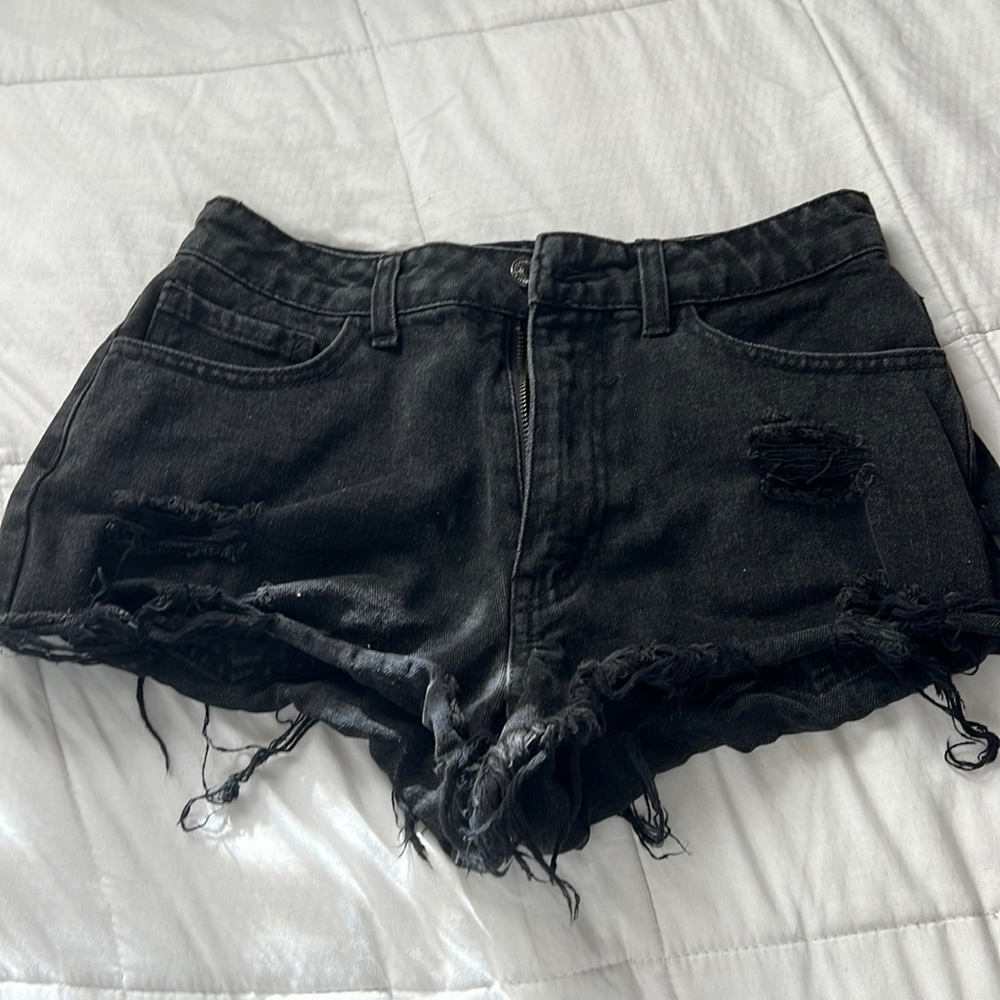 black jean shorts
